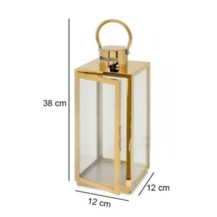 Lanterna decorativa dourada 38 cm