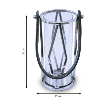Lanterna FRAGIL 26 cm cromado brilhante/preto
