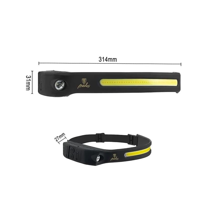 Lanterna frontal recarregável LED regulável com sensor LED/8W/5V IP44 570 lm 2000 mAh