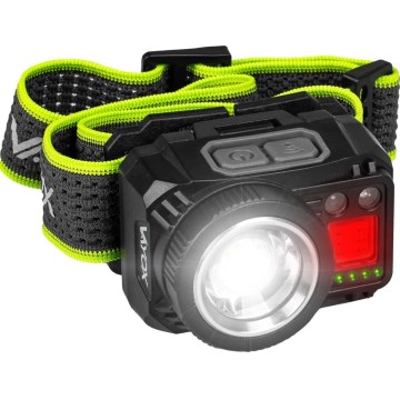 Lanterna frontal LED recarregável regulável com sensor e luz vermelha LED/6W/5V/3xAAA IP66 500 lm 1200 mAh