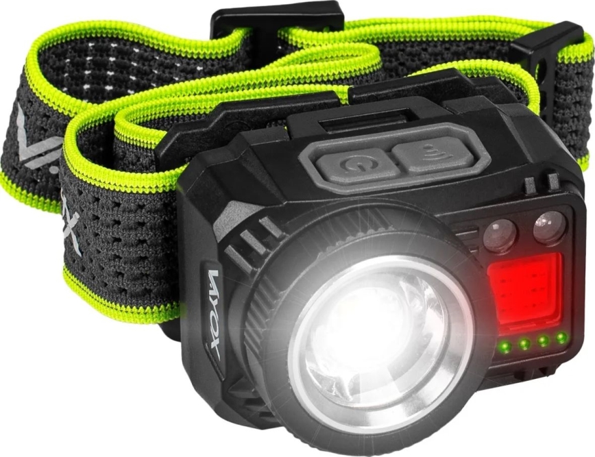 Lanterna frontal LED recarregável regulável com sensor e luz vermelha LED/6W/5V/3xAAA IP66 500 lm 1200 mAh