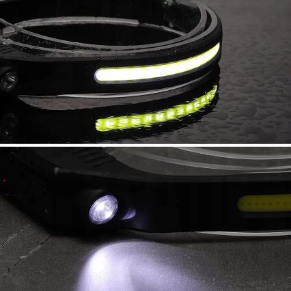 Lanterna frontal recarregável LED regulável com sensor 2xLED/5V IP44 350 lm 1200 mAh