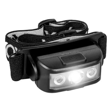 Lanterna frontal recarregável LED regulável 3xLED/5V IPX4 100 lm 1200 mAh