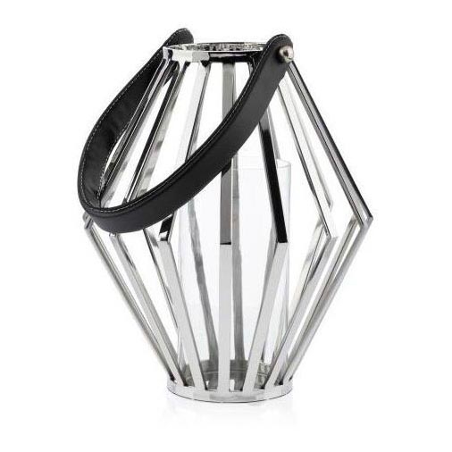 Lanterna GEOM 31 cm cromado brilhante/preto