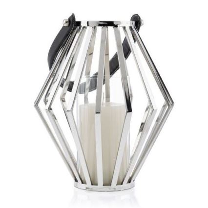 Lanterna GEOM 31 cm cromado brilhante/preto