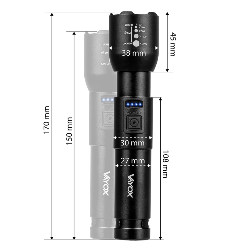 Lanterna LED com regulação LED/20W/5V IPX4 800 brilhante 2000 mAh