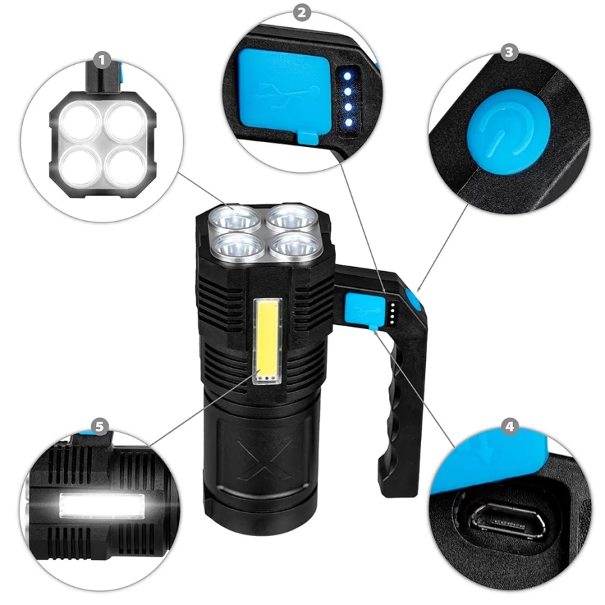 Lanterna LED com regulação LED/5V IPX4 250 brilhante 1200 mAh