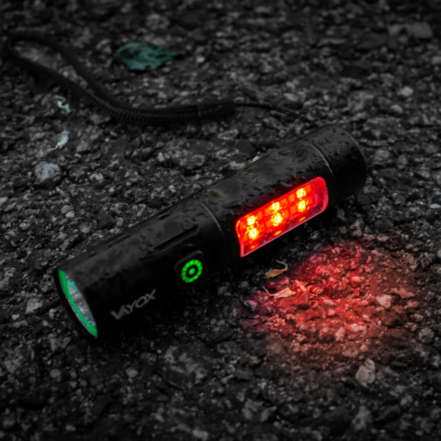 Lanterna LED com regulação e luz vermelha LED/5W/5V IPX4 250 brilhante 2000 mAh