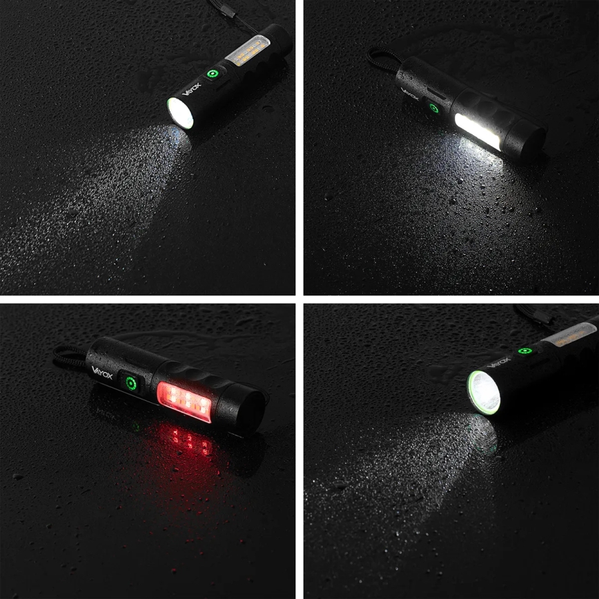 Lanterna LED com regulação e luz vermelha LED/5W/5V IPX4 250 brilhante 2000 mAh