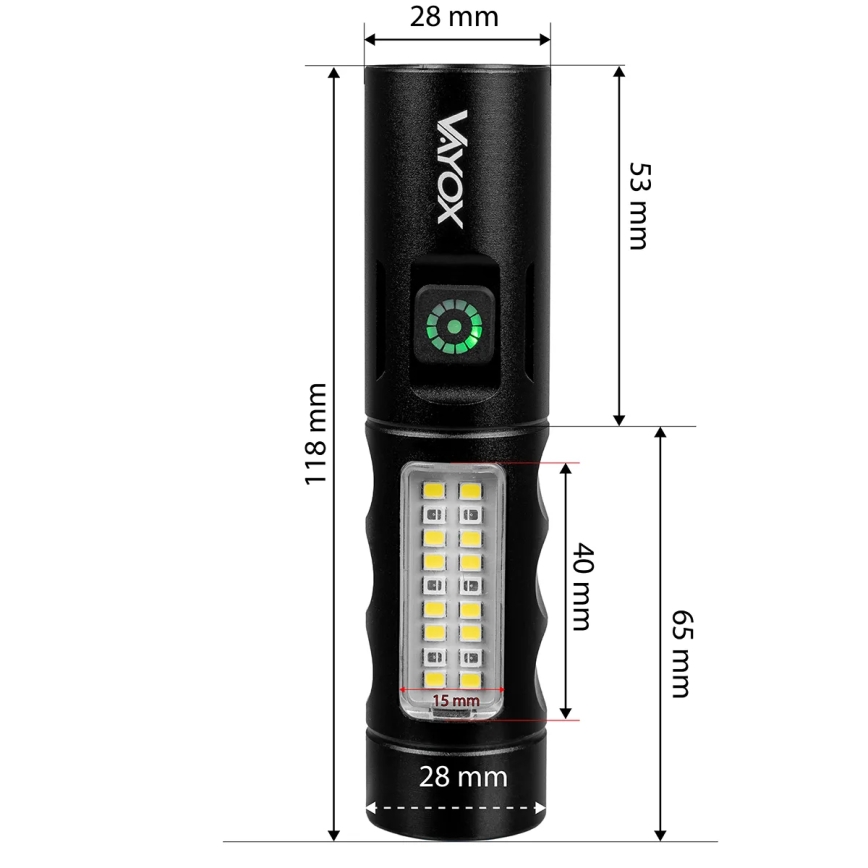 Lanterna LED com regulação e luz vermelha LED/5W/5V IPX4 250 brilhante 2000 mAh