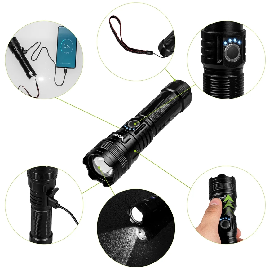 Lanterna recarregável LED dimmerizável com função powerbank LED/10W/5V IPX4 600 lm 2000 mAh