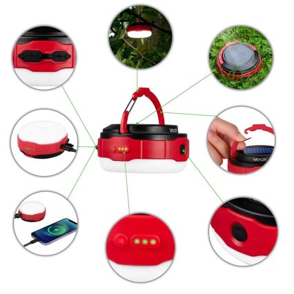 Lanterna LED solar com regulação e função power bank LED/3W/5V 3000/4000/6500K IPX6 500 brilhante 2000 mAh
