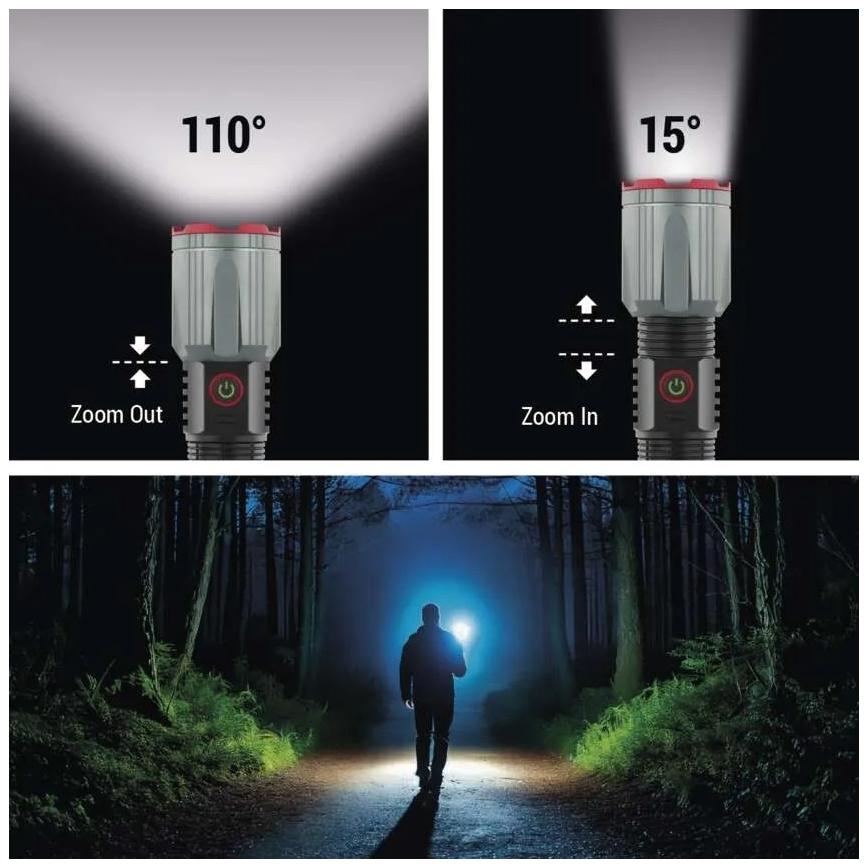 Lanterna metálica recarregável LED/5V 3000 brilhante 5000 mAh IP43