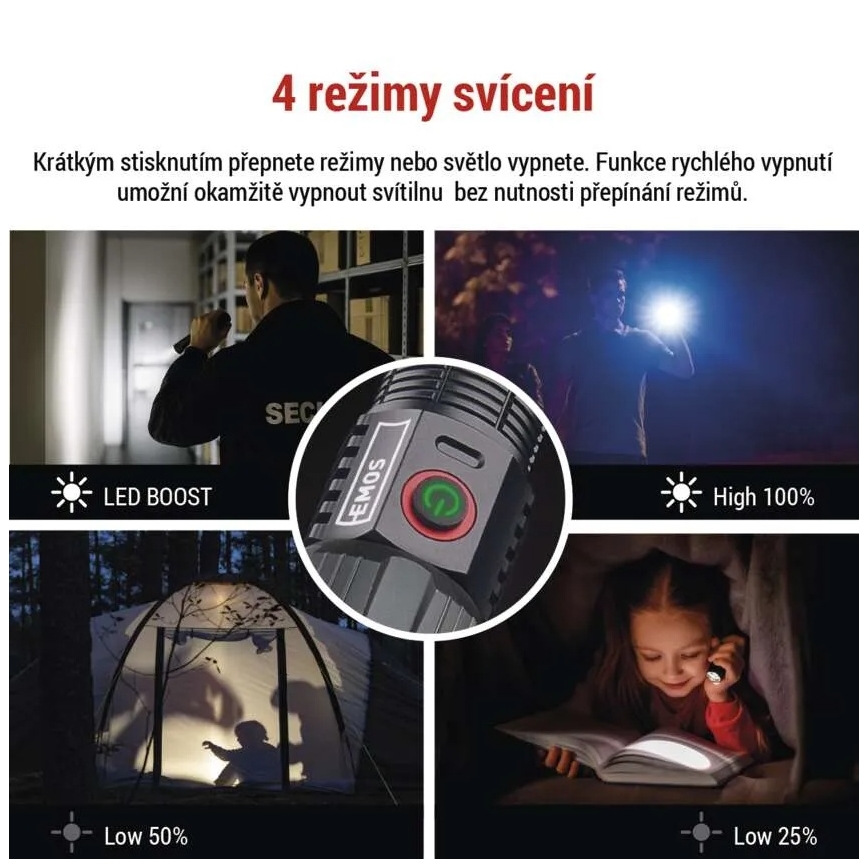 Lanterna metálica recarregável LED/5V 3000 brilhante 5000 mAh IP43