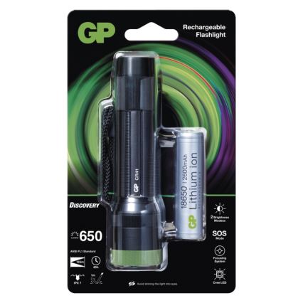 Lanterna recarregável LED GP DISCOVERY CR41 LED/Li-lon 3,7V IPX7