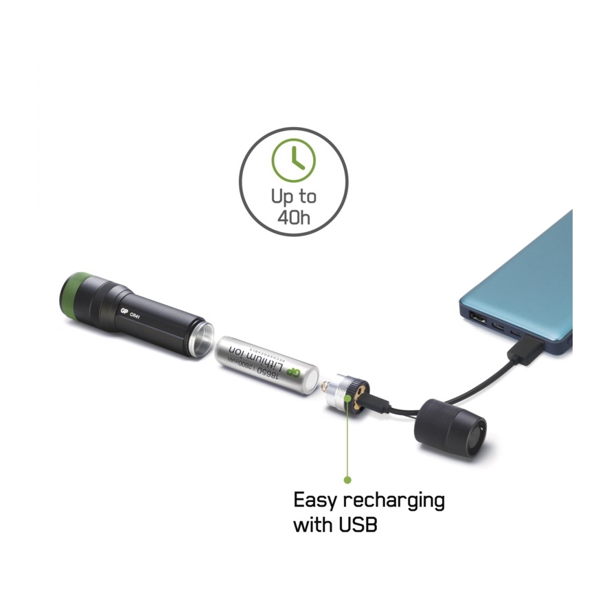 Lanterna recarregável LED GP DISCOVERY CR41 LED/Li-lon 3,7V IPX7