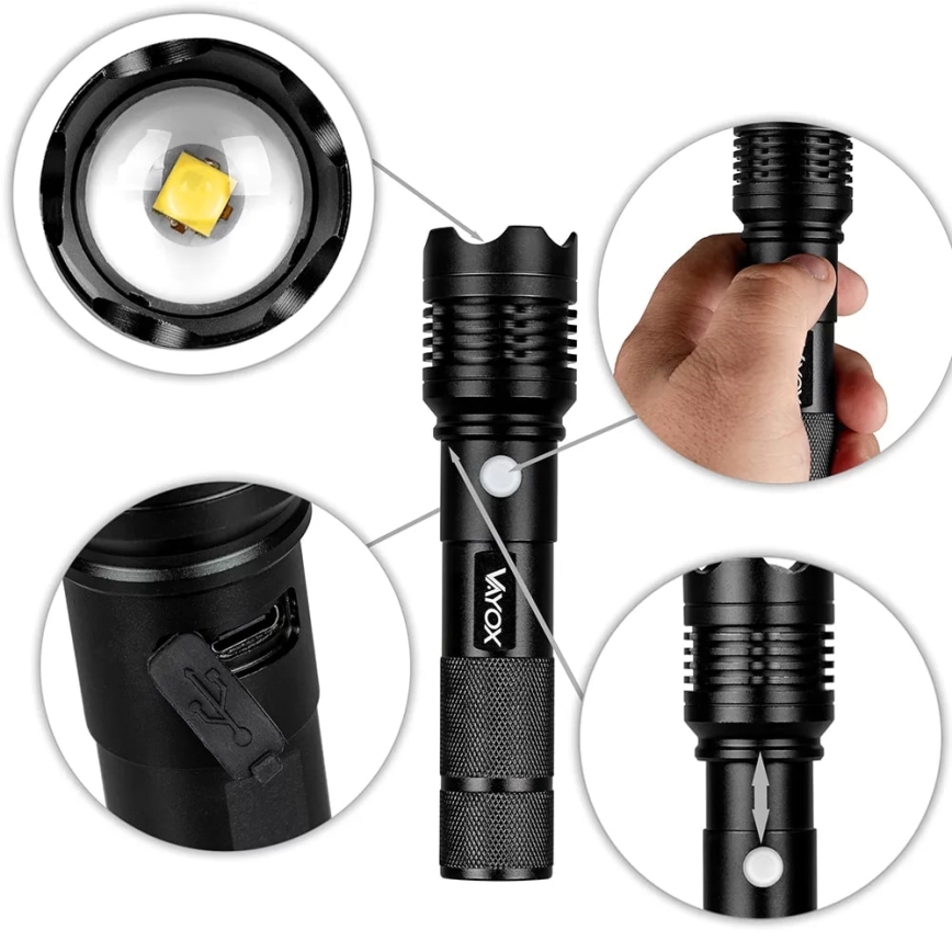 Lanterna recarregável LED LED/10W/5V IPX4 800 brilhante 1200 mAh