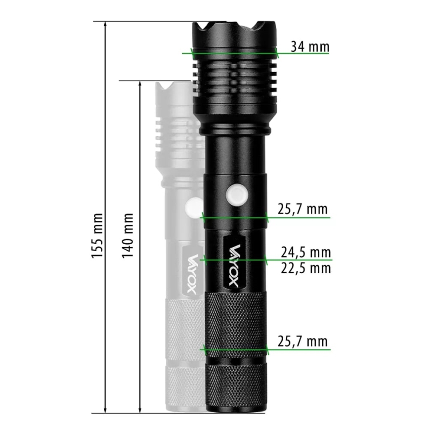 Lanterna recarregável LED LED/10W/5V IPX4 800 brilhante 1200 mAh