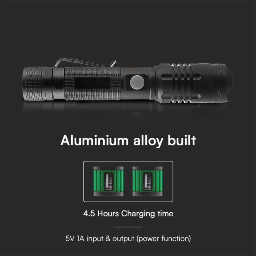 Lanterna recarregável LED USB LED/10W/5V IP54 1000 lm