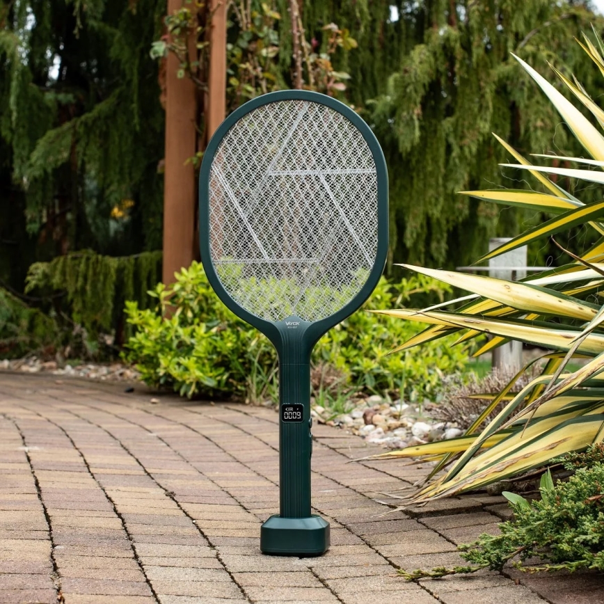 Armadilha elétrica LED para insetos 2 em 1 com ecrã LCD 1200 mAh/5V verde