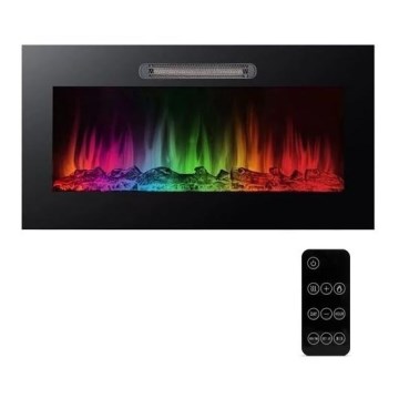 Lareira elétrica de parede LED com aquecimento LED/2000W/230V 48x91 cm + controlo remoto