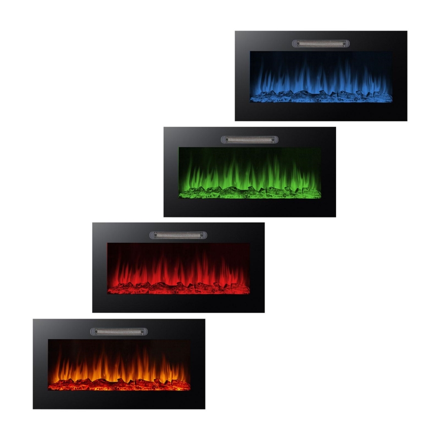 Lareira elétrica de parede LED com aquecimento LED/2000W/230V 48x91 cm + controlo remoto