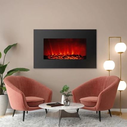 Lareira elétrica de parede LED com aquecimento LED/2000W/230V 56x88 cm