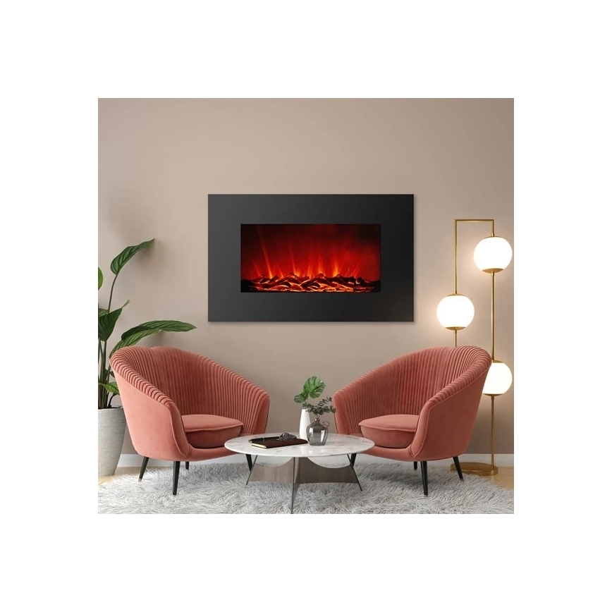 Lareira elétrica de parede LED com aquecimento LED/2000W/230V 56x88 cm
