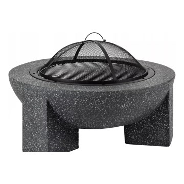 Lareira portátil com grelha 79,5x38 cm preto/granito escuro