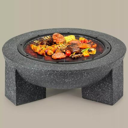 Lareira portátil com grelha 79,5x38 cm preto/granito escuro