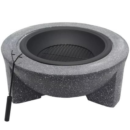 Lareira portátil com grelha 79,5x38 cm preto/granito escuro