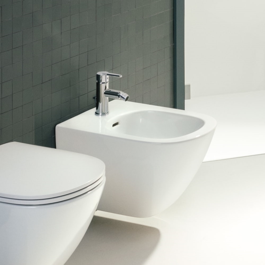 LAUFEN H3410810041141 - Torneira de bidé + resíduos com descarga LUA cromado brilhante