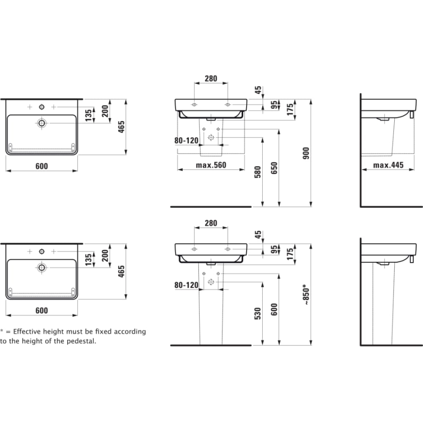 LAUFEN H8109630001091 - Lavatório de bancada/suspenso na parede PRO 60x46,5 cm cerâmica/branco