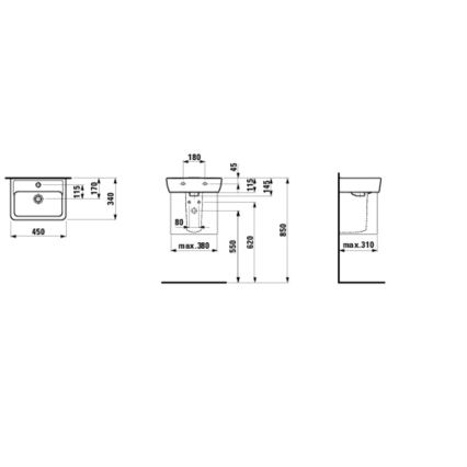 LAUFEN H8119510001041 - Lavatório de bancada/suspenso na parede PRO 45x34 cm cerâmica/branco