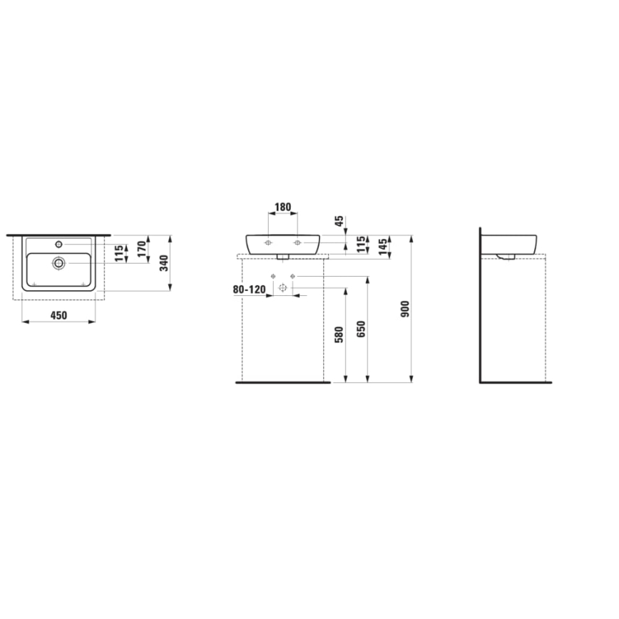 LAUFEN H8119520001041 - Lavatório de bancada PRO 45x34 cm cerâmica/branco