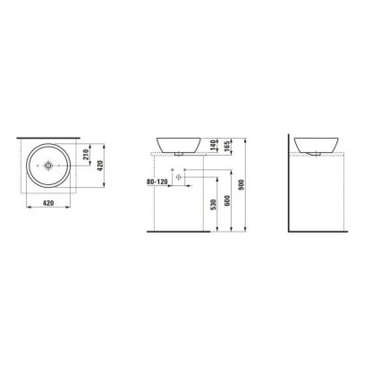 LAUFEN H8129620001091 - Lavatório de bancada PRO diâmetro 42 cm cerâmica/branco