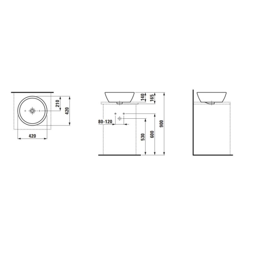 LAUFEN H8129620001091 - Lavatório de bancada PRO diâmetro 42 cm cerâmica/branco