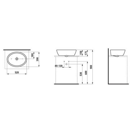 LAUFEN H8129640001121 - Lavatório de bancada PRO 52x39 cm cerâmica/branco