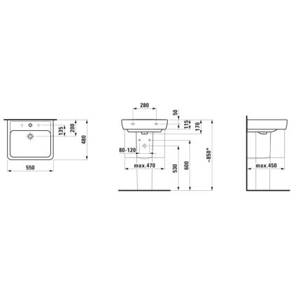 LAUFEN H8189510001041 - Lavatório de bancada/suspenso na parede PRO 55x48 cm cerâmica/branco