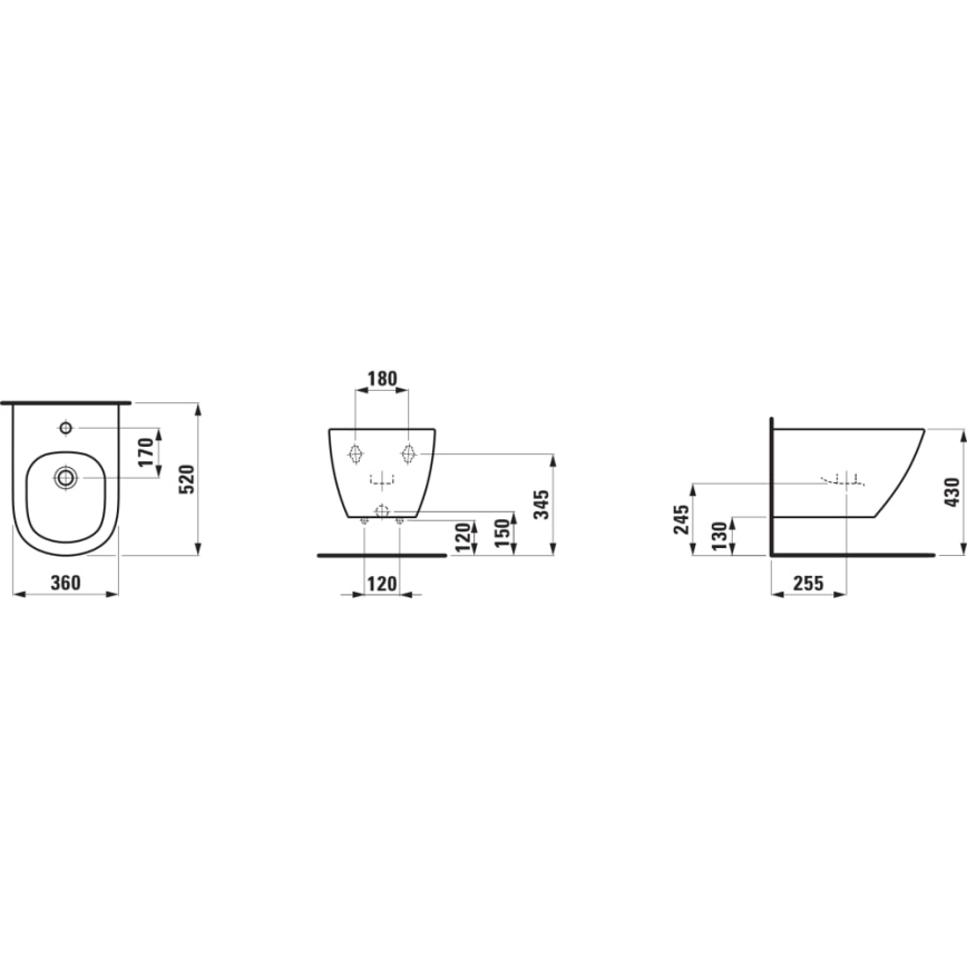 LAUFEN H8300810003021 - Bidé de parede LUA cerâmica/branco