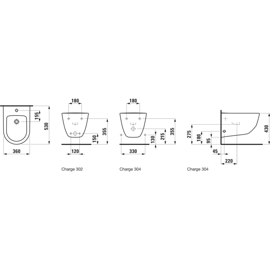 LAUFEN H8309520003021 - Bidé de parede PRO cerâmica/branco
