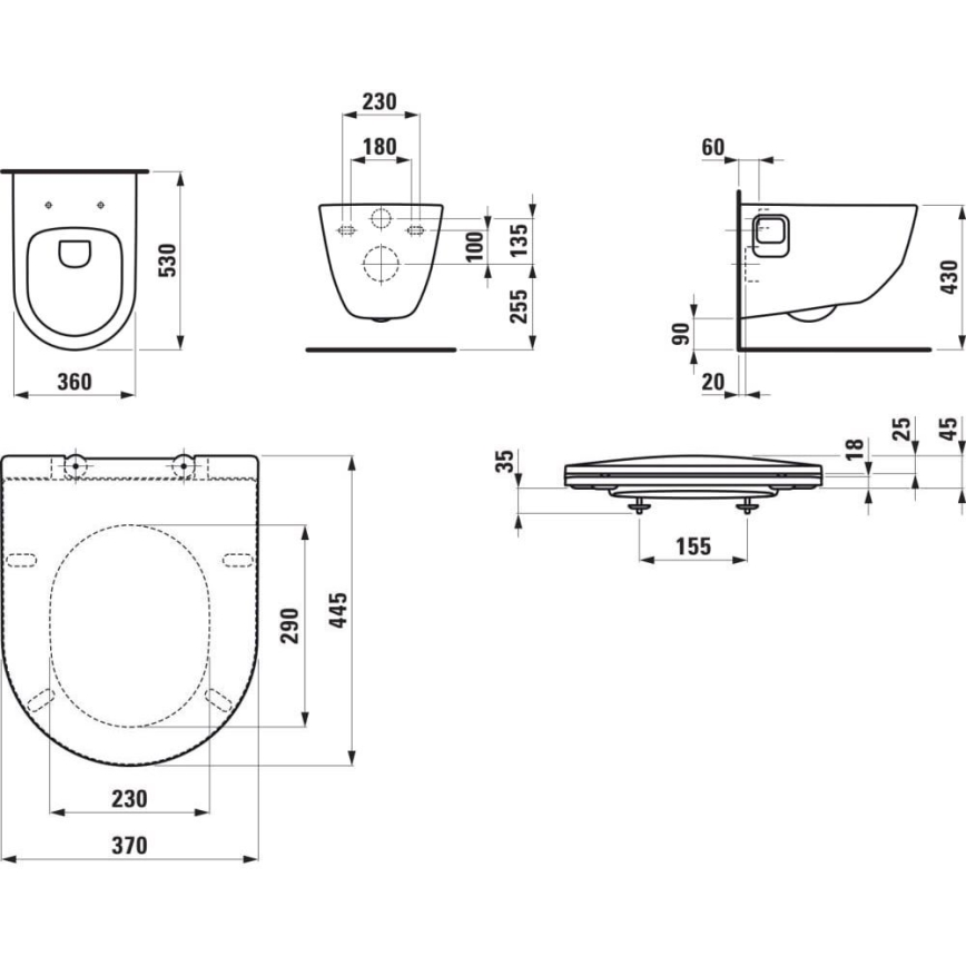 LAUFEN H8669540000001 - Sanita suspensa PRO cerâmica/branca + assento sanitário SoftClose PRO duroplástico/branco