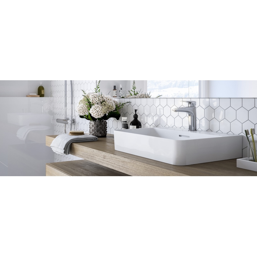 LAUFEN HF500701100000 - Torneira do lavatório + resíduos com descarga LAURIN 16,2 cm cromado brilhante