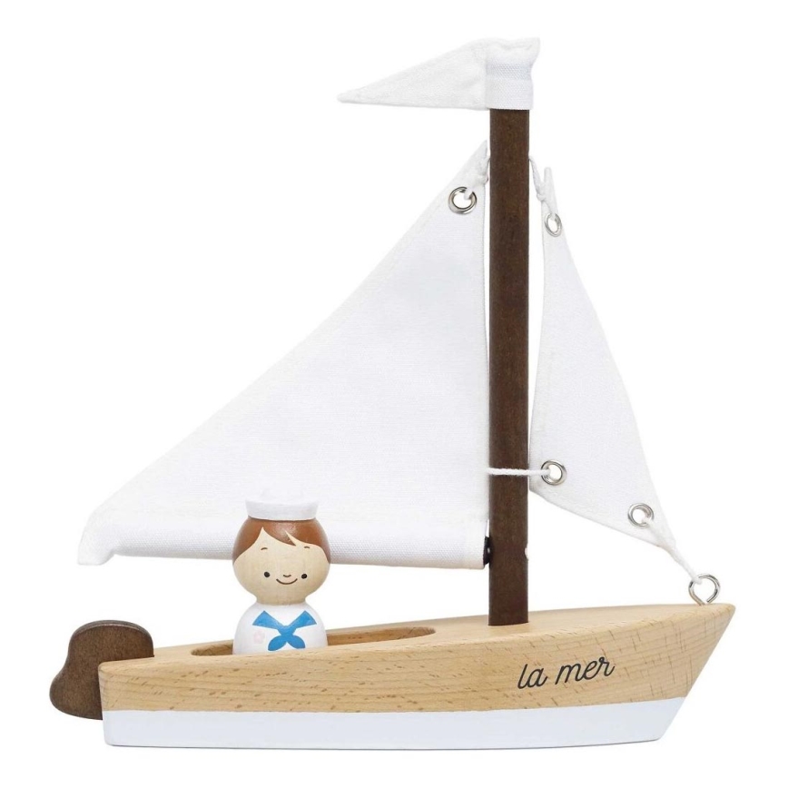 Le Toy Van - Barco à vela de madeira com capitão faia