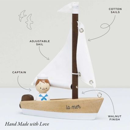 Le Toy Van - Barco à vela de madeira com capitão faia