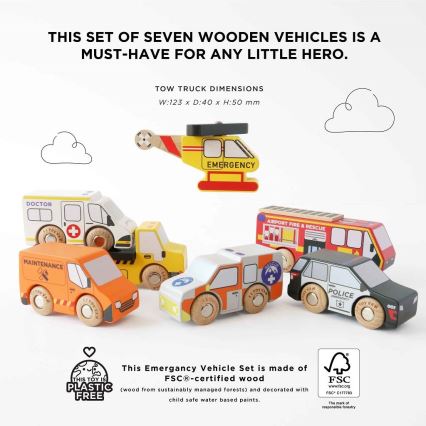 Le Toy Van - Conjunto de carros de salvamento com helicóptero