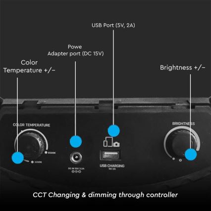 LED Candeeiro com regulação com um suporte para vlogs LED/55W/230V CRI 90 + comando