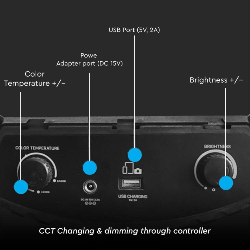 LED Candeeiro com regulação com um suporte para vlogs LED/55W/230V CRI 90 + comando
