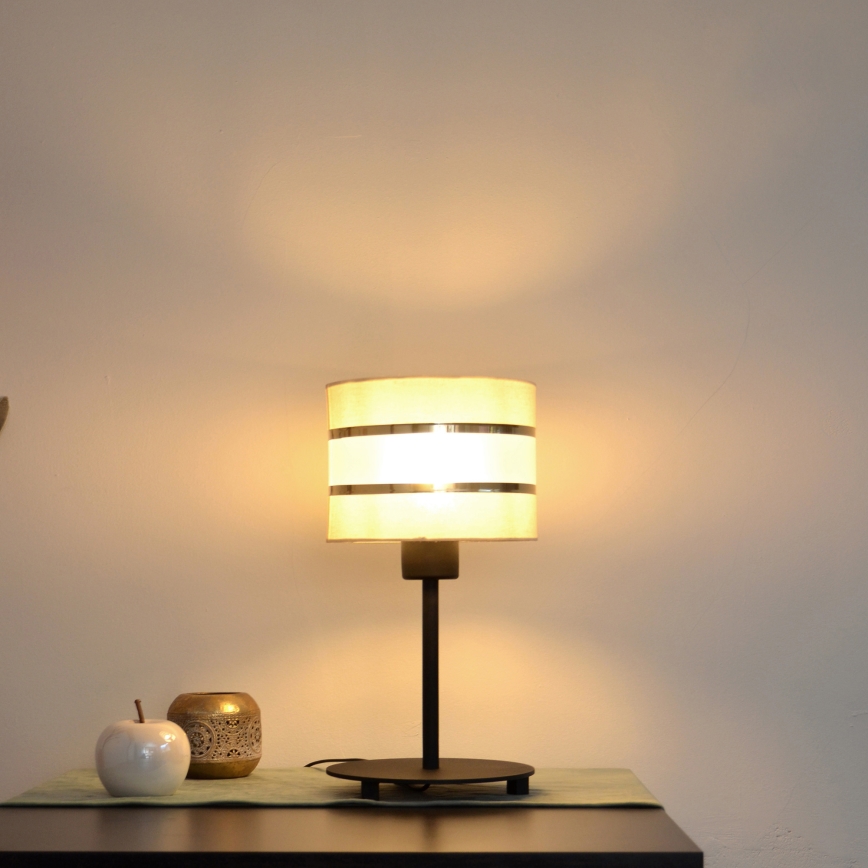 LED Candeeiro de mesa HELEN 1xE27/15W/230V creme/preto/dourado