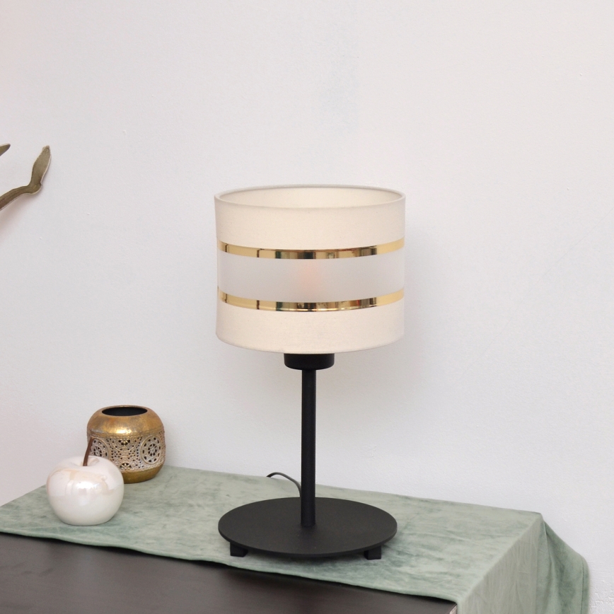 LED Candeeiro de mesa HELEN 1xE27/15W/230V creme/preto/dourado